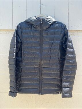 REI Black Lightweight Packable Hooded Puffer Jacket